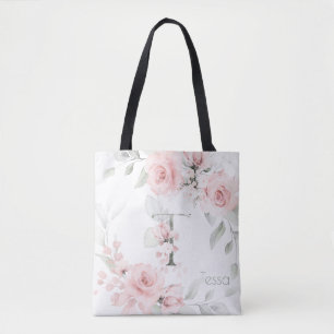 Bolsa Tote Bridesmaid Blush Rosa Monograma - Letra T