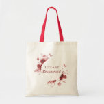 Bolsa Tote Bridesmaid Burgundy Beauty<br><div class="desc">Dê a sua dama de honra um belo presente, este design apresenta um fundo floral de cor d'água burgundy com o nome da dama de honra centrado em roxo. Embaixo está escrito "Bridesmaid". Você pode personalizar a dama de honra para dizer qualquer título que quiser, noiva, irmã, mãe, etc. Personalize...</div>