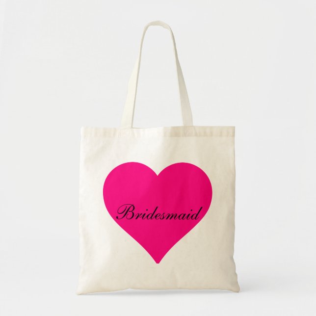Bolsa Tote Bridesmaid Coração Rosa (Frente)