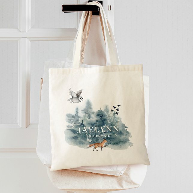 Bolsa Tote Bridesmaid da Floresta de Aquarela (Watercolor Forest Bridesmaid Tote Bag)