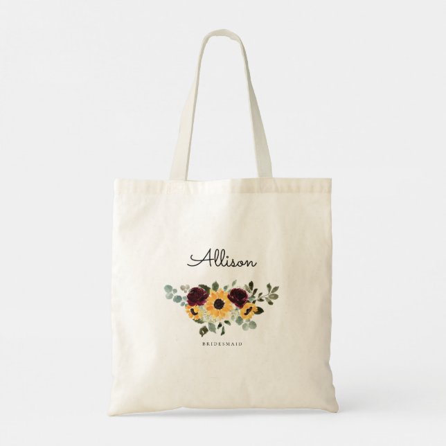 Bolsa Tote Bridesmaid de Couve de Girassol e Rosas  (Verso)