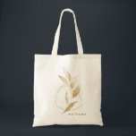 Bolsa Tote Bridesmaid de Folha Botânica de Forma Dourada Mode<br><div class="desc">A design apresenta uma folha de ouro botânica moderna contra uma forma geométrica redonda. Personalize facilmente o seu nome de escolha. Ideia ideal de presente de noiva ideal,  ou para outros eventos importantes.</div>