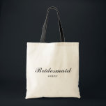 Bolsa Tote Bridesmaid de Script de Na moda Simples Personaliz<br><div class="desc">Saco de Tote de Na moda Simples Personalizado,  Preto e Branco.</div>