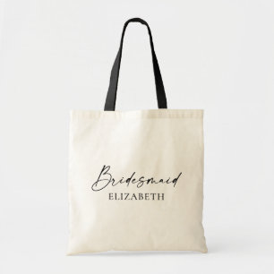 Bolsa Tote Bridesmaid de Tinta Mínima Moderna de Caligrafia