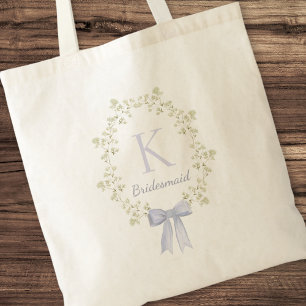 Bolsa Tote Bridesmaid do Arco Floral Inicial Personalizado El