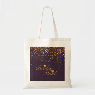 Bolsa Tote Bridesmaid do Coração Preto Dourado com Brilho