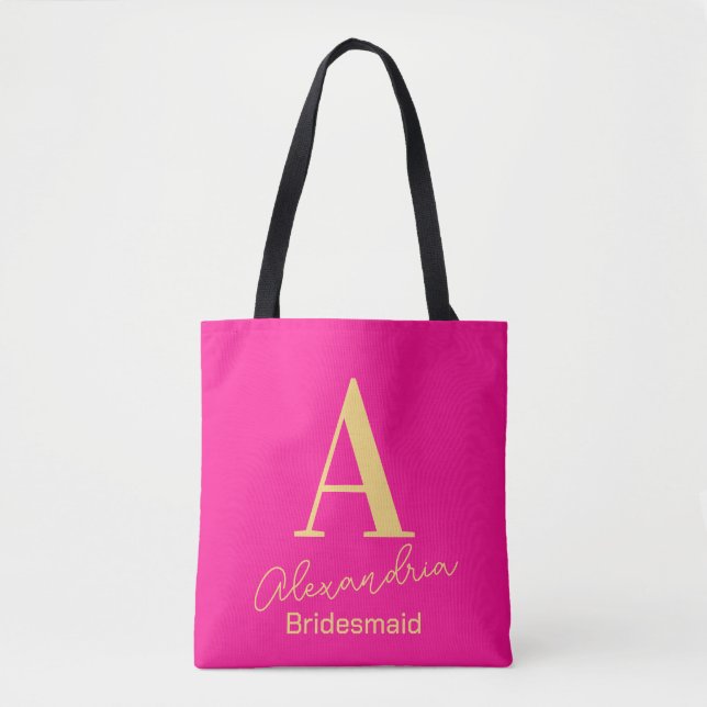 Bolsa Tote Bridesmaid do Monograma Moderno Personalizado (Frente)