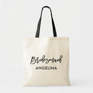 Bolsa Tote Bridesmaid do Script de Pincel de Tendência Modern