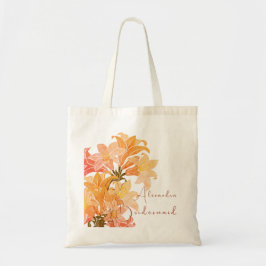 Bolsa Tote Bridesmaid Floral Burnt Orange Trendy