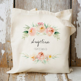 Bolsa Tote Bridesmaid Floral Cor-de-Rosa Esbranquiçada Person