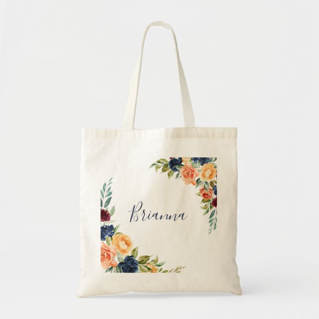Bolsa Tote Bridesmaid Floral Elegante Multicolor  (Frente)