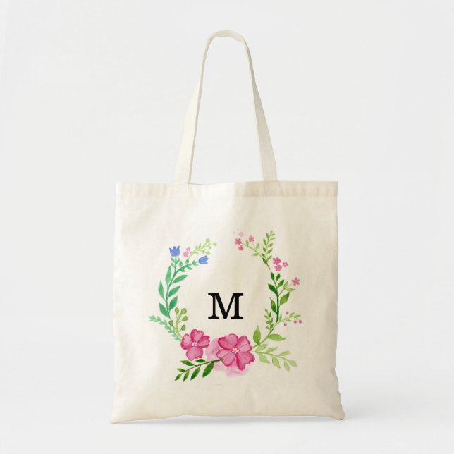 Bolsa Tote Bridesmaid Floral Personalizada (Frente)