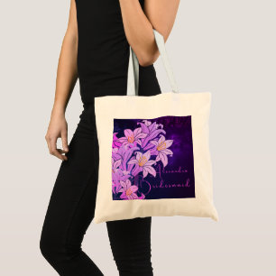 Bolsa Tote Bridesmaid Floral Purple Plum Chic