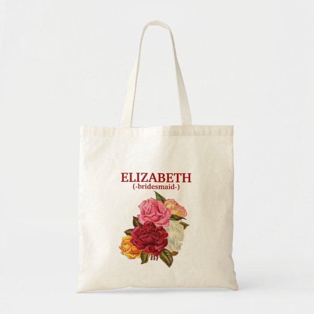 Bolsa Tote Bridesmaid Floral Russo Personalizado (Frente)