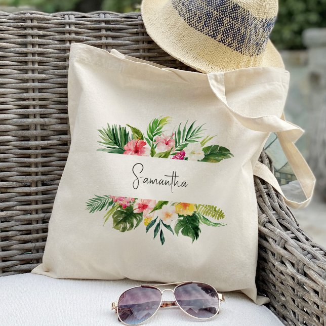Bolsa Tote Bridesmaid Floral Tropical Plam Personalizada (Criador carregado)