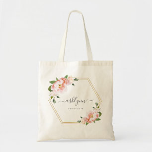 Bolsa Tote Bridesmaid Geométrica Dourada Rosa