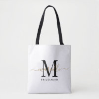 Bridesmaid Gift Dourado Monograma Branco