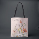 Bolsa Tote Bridesmaid GIft Elegante Blush Floral Rosa<br><div class="desc">Ela vai adorar este design de flor silvestre. Presente perfeito para dons de damas de honra,  madrinha de casamento,  mãe da noiva,  mãe do noivo e outros convidados especiais. Personalização: atualize com o nome dela.</div>