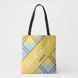 Bolsa Tote Bridesmaid Gift Nome Simples Personalizado Tartan