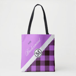 Bolsa Tote Bridesmaid Gift Orchid Xadrez Tartan Personalizado