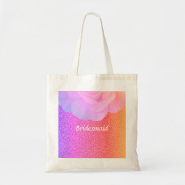 Bolsa Tote Bridesmaid Glittery Pink Rose Gold Floral