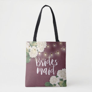 Bolsa Tote Bridesmaid Hydrangea Flowers String Lights