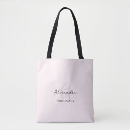 Bolsa Tote Bridesmaid Mínima Moderna do Monograma Rosa Esmaga