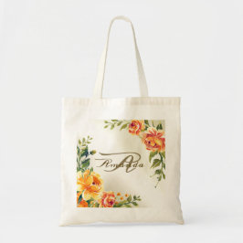 Bolsa Tote Bridesmaid Monograma Festa de casamento Laranja