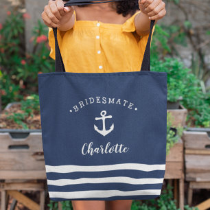 Bolsa Tote Bridesmaid náutica personalizada