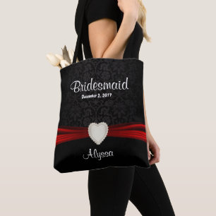 Bolsa Tote Bridesmaid - Noiva de Equipe Negra e Vermelha