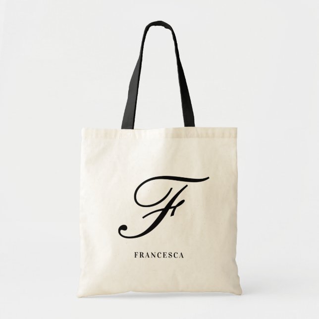 Bolsa Tote Bridesmaid Personalizada do Monograma de Script El (Frente)