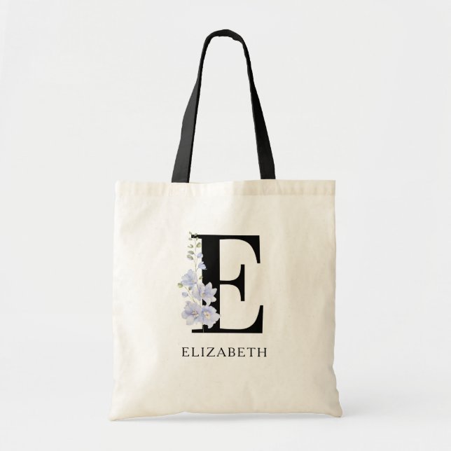 Bolsa Tote Bridesmaid Personalizada do Monograma de Script Fl (Frente)