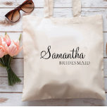 Bolsa Tote Bridesmaid Personalizada Mínima, Noiva Personaliza<br><div class="desc">Saco de Tote da Canvas Personalizada da Bridesmaid,  Saco de Noiva Personalizado,  Bolsas de Boas-Vindas de Casamento,  Saco de Tote para o Dia de Casamento da Bridesmaid, Lua de Honra</div>