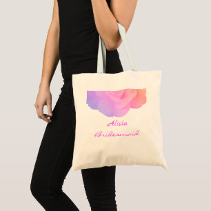 Bolsa Tote Bridesmaid Rosa Cor-de-Rosa Nome Personalizado Flo