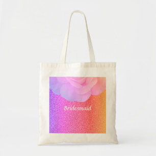 Bolsa Tote Bridesmaid Rosa Rosa Rosa Dourada Casamento Floral