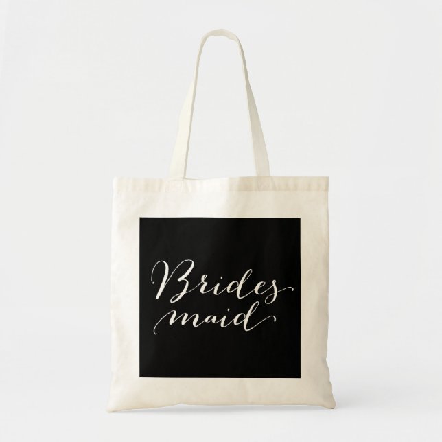 Bolsa Tote Bridesmaid Script Bridal Party Tote Bag (Frente)
