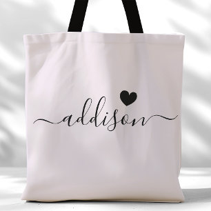 Bolsa Tote Bridesmaid Script Modern - Cinza de Lavanda Cardía