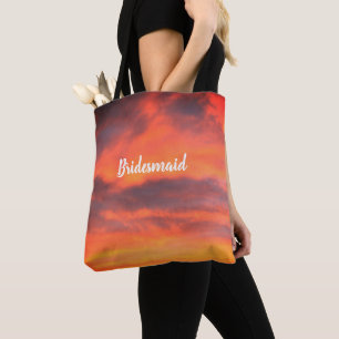 Bolsa Tote Bridesmaid Sunset Sky Orange Abstrato Dift Favor
