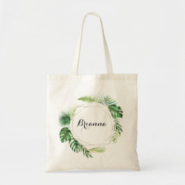Bolsa Tote Bridesmaid Verde Tropical de Destino Geométrico