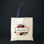 Bolsa Tote Bridesmaid Watercolor Burgundy Blue Floral B<br><div class="desc">Bridesmaid Watercolor Burgundy Marsala Blue Floral Tote Bag - Alça Azul</div>