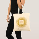 Bolsa Tote Bridesmaid Wedding Obrigado Elegante Dourado Confe<br><div class="desc">Um belo saco de tote para a sua festa noiva com um elegante design glitter de confetti dourado. Personalize com três linhas de texto personalizado - mude facilmente "Bridesmaid" para Madrinha de casamento,  Noiva,  Flor Girl,  etc.</div>
