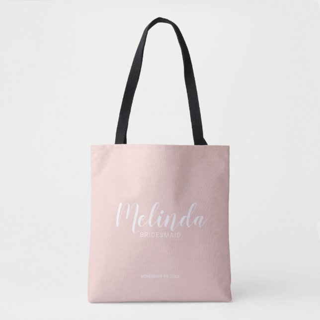 Bolsa Tote Bridesmaids Personalizados de Script Moderno (Frente)