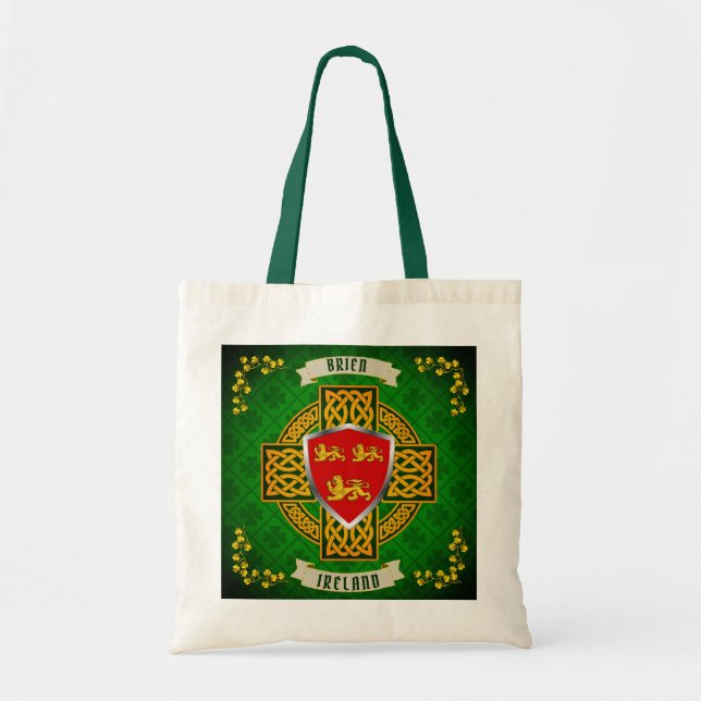 Bolsa Tote Brien Irish Shield & Celtic Cross Personalizado (Frente)