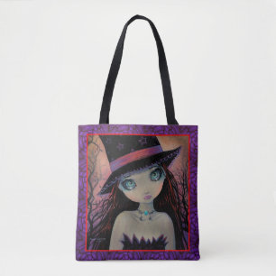 Bolsa Tote Bright Eyed Witch Big Eye Girl Fantasy Art
