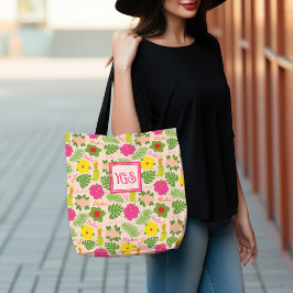 Bolsa Tote Bright Hawaiian Hula Monographic Art