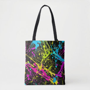 Bolsa Tote Bright Neon Paint Splatter