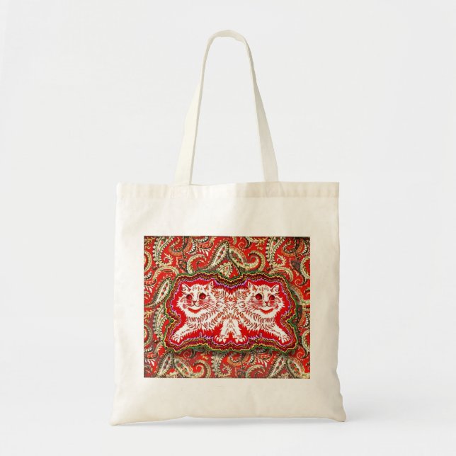 Bolsa Tote Bright Psychedelic Red Cats (por Louis Wain) (Frente)
