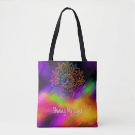 Bolsa Tote Brilhando meu Abstrato de multicores Light Mandala