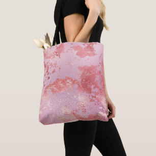 Bolsa Tote Brilhante Lamina Metálica Rosa Glamurosa
