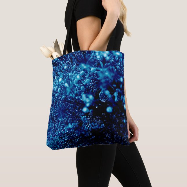 Bolsa Tote Brilho azul Bolhas congeladas abstratas (Close Up)